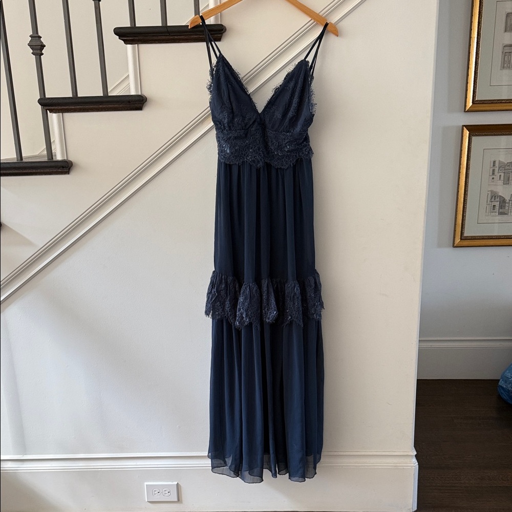 Lulu's Midnight Blue Lace Maxi Dress- Prom, Formal, Wedding guest